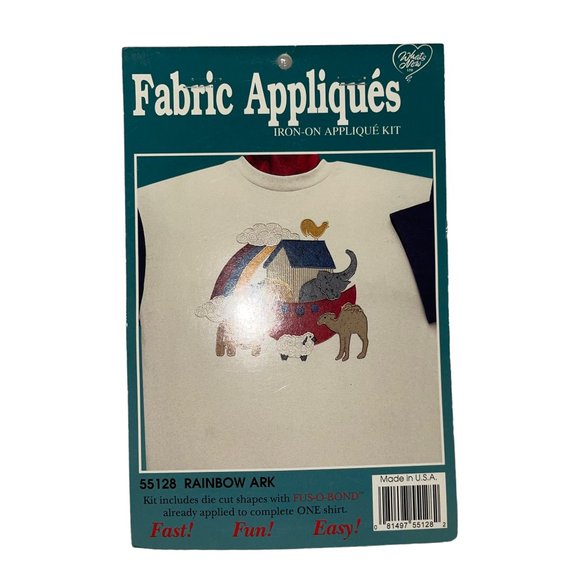 NIP What's New Ltd Fabric Appliques Iron-On 55128 Rainbow Ark Noahs Elephant - Picture 1 of 5